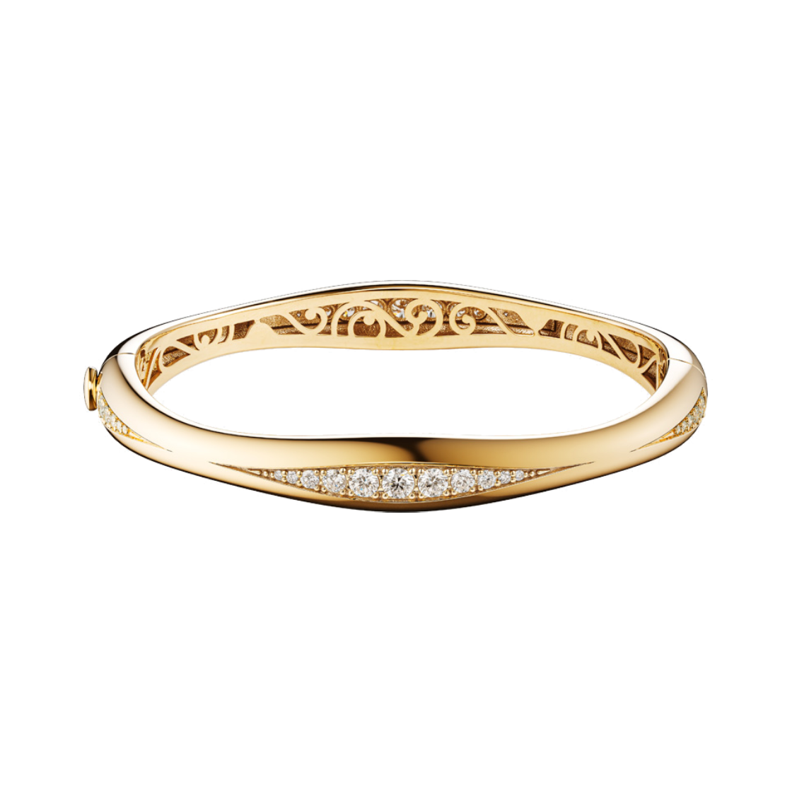 미꼬 플로우 다이아몬드 파베 뱅글 L 옐로우 골드(Miko Flow Diamond Pave Bangle L Yellow Gold)