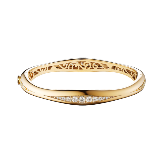 HDMI0623BL(L) Miko Flow Diamond Pave Bangle L Yellow Gold