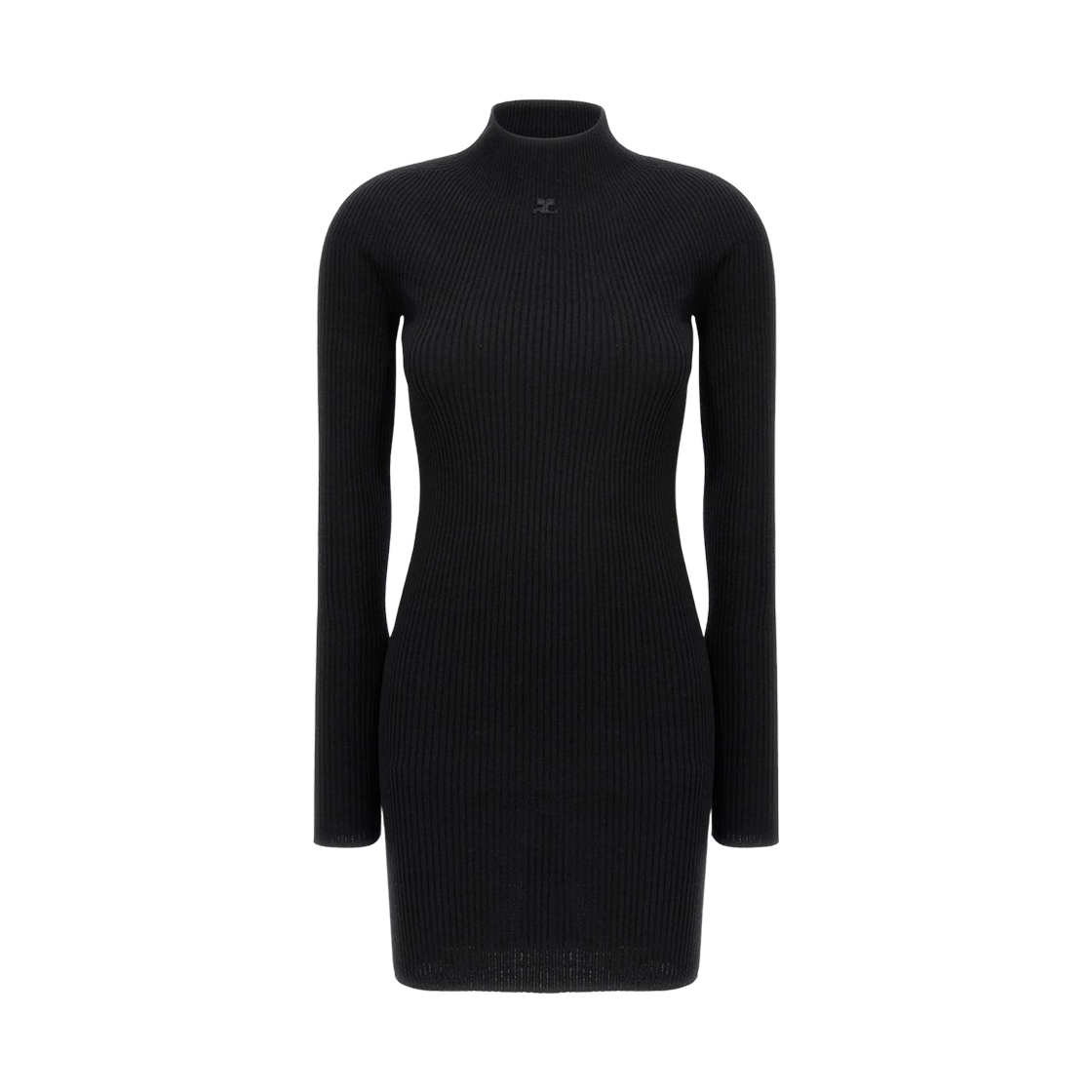 (W) 꾸레쥬 솔라 라이트 립 드레스 블랙((W) Courreges Solar Light Rib Dress Black)
