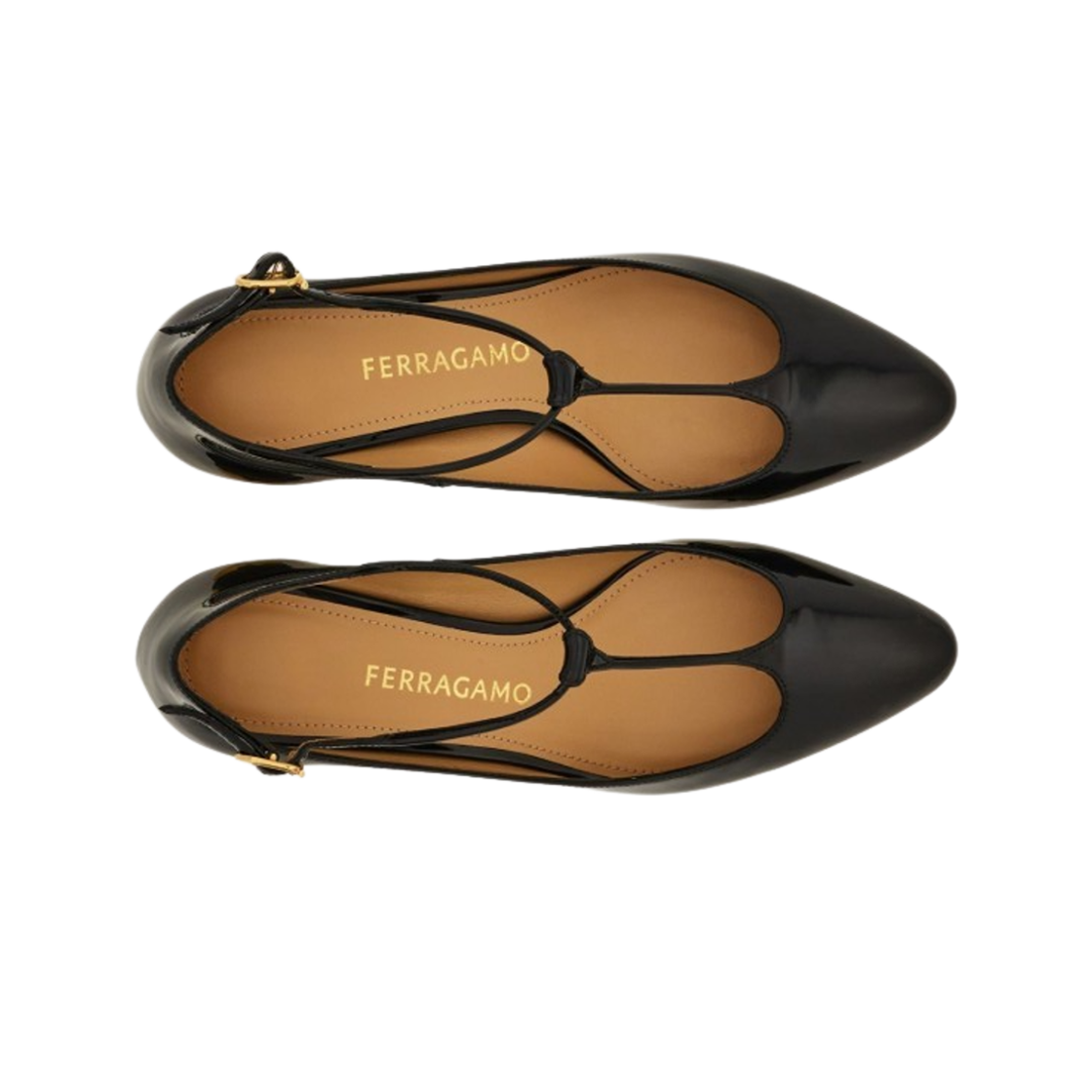 (W) 페라가모 T 스트랩 올드 힐 펌프스 블랙((W) Ferragamo T Strap Old Heeled Pumps Black) - 2