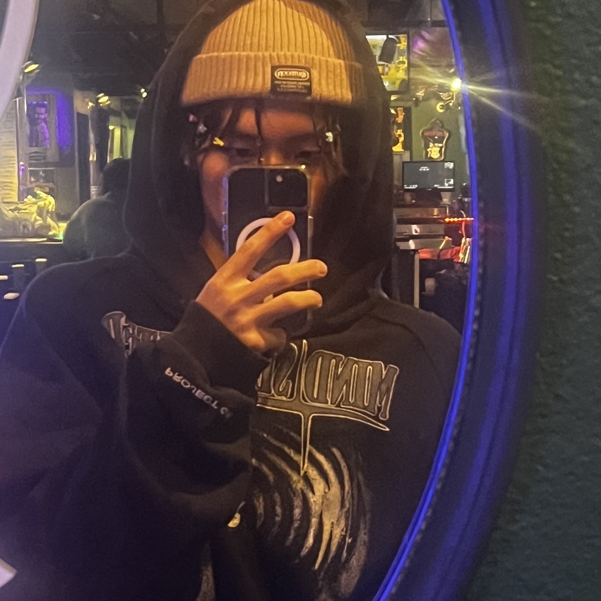 Project G/R Mind Slaughter Vintage Washeed Hoodie Black 착용 스타일