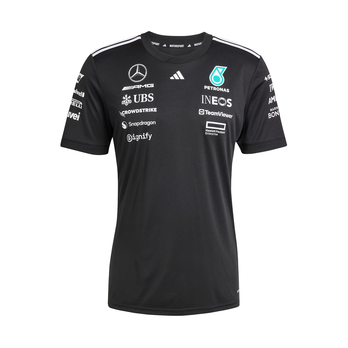 JW5361 Mercedes AMG Petronas x Adidas Formula One 2025 Team Driver Jersey Black White - US Sizing