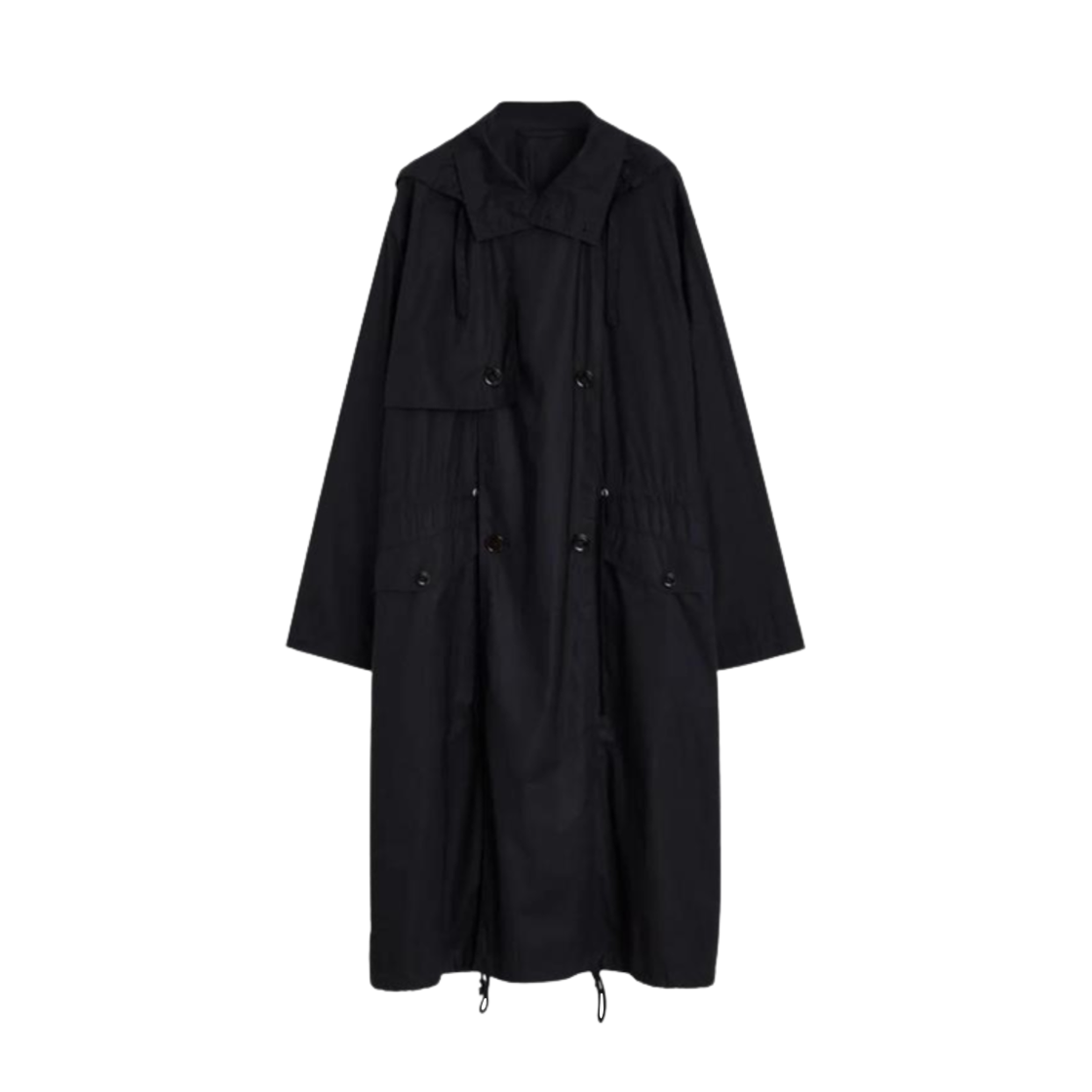CO1096-LF1371-999 Lemaire WR Light Hooded Trench Coat Black
