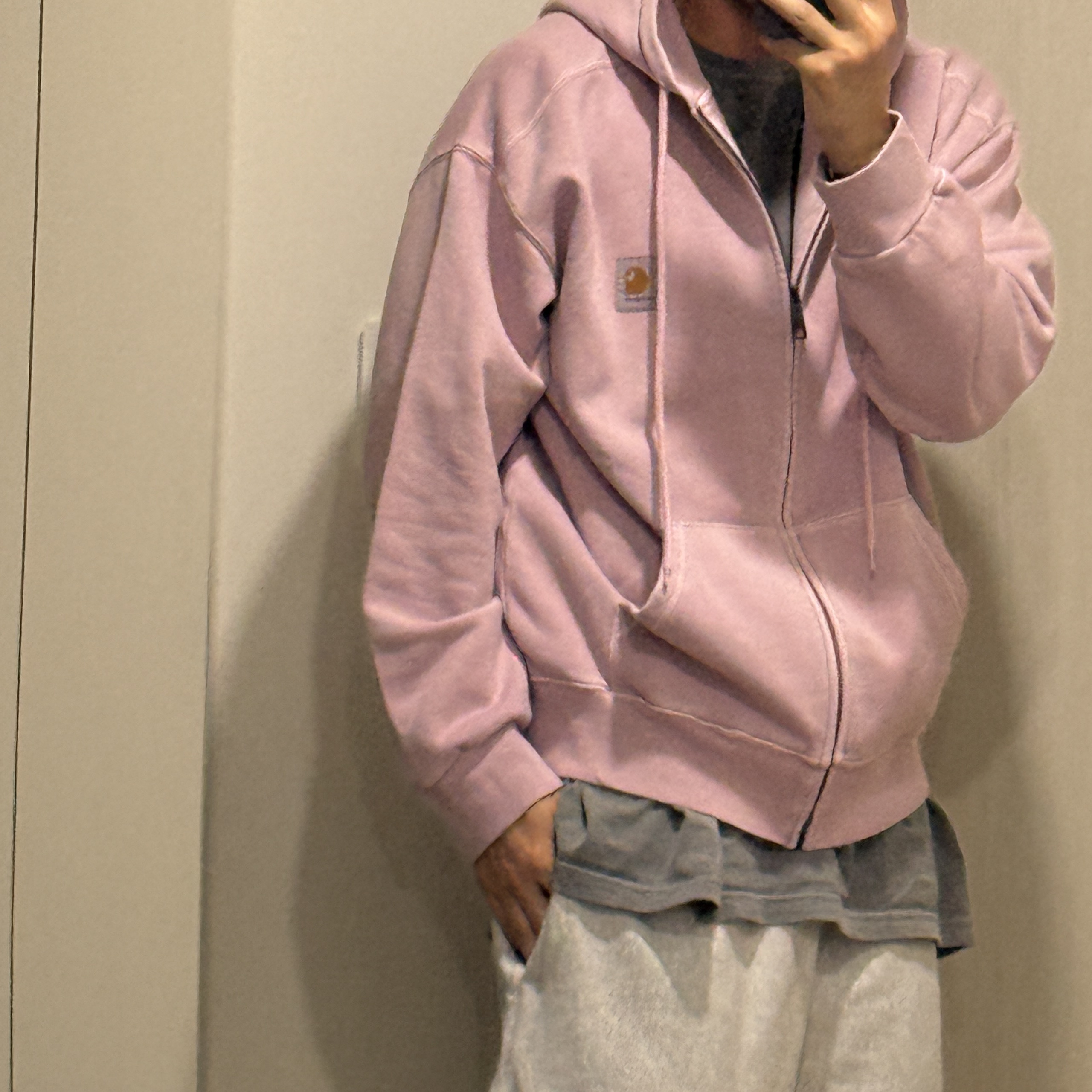 Carhartt WIP Hooded Nelson Jacket Hortensia Garment Dyed 착용 스타일 - 2