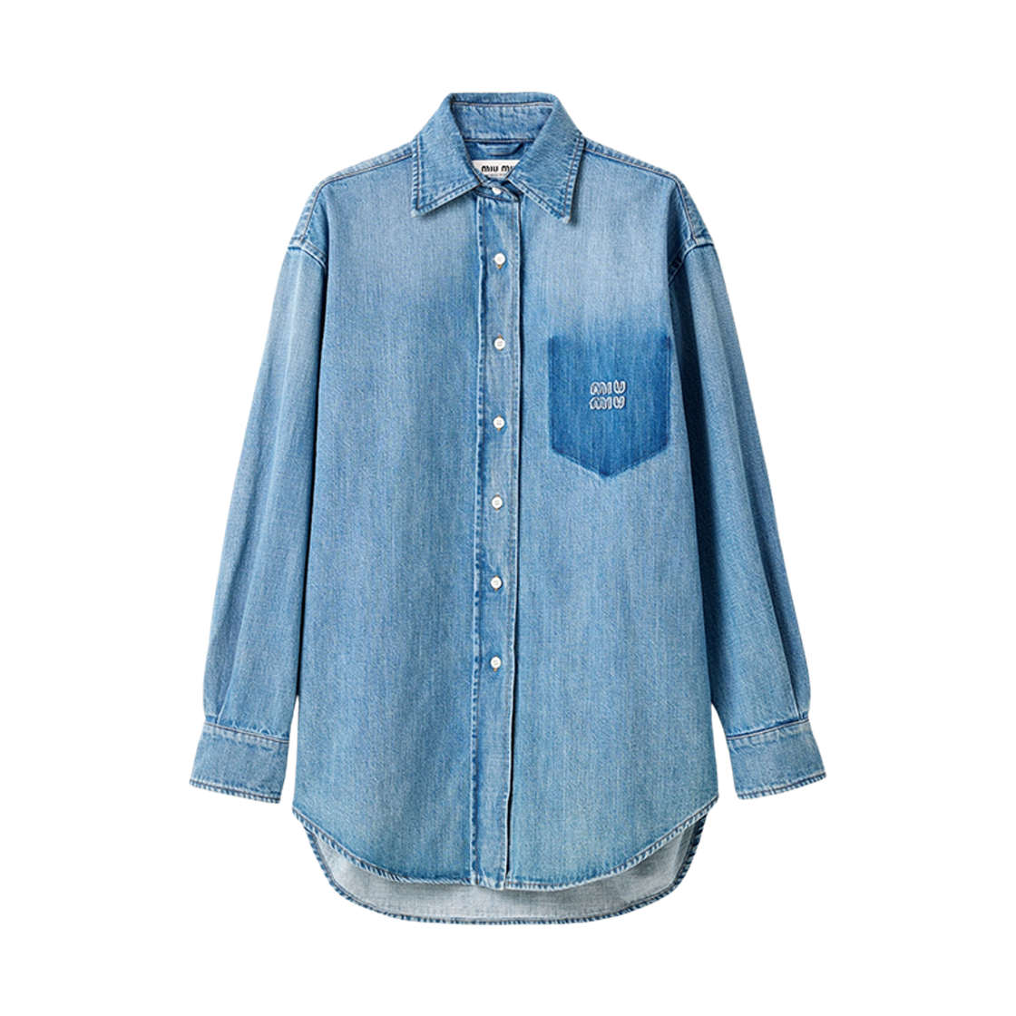 (W) 미우 미우 데님 셔츠 라이트 블루((W) Miu Miu Denim Shirt Light Blue)
