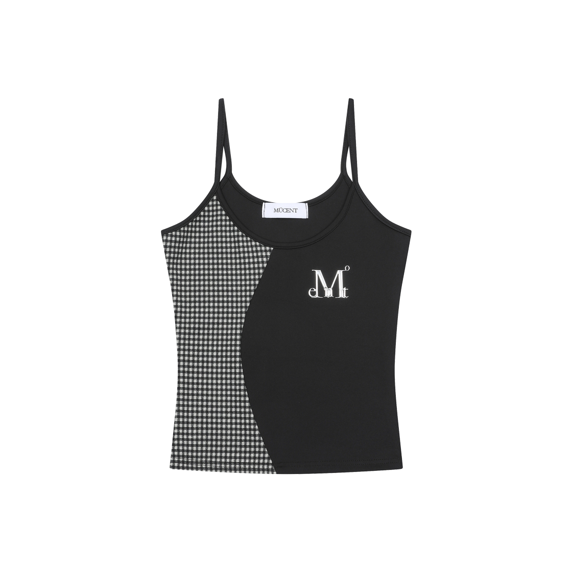 P0000BBQ MUCENT Gauss Set Up Metal Logo Check Sleeveless Black