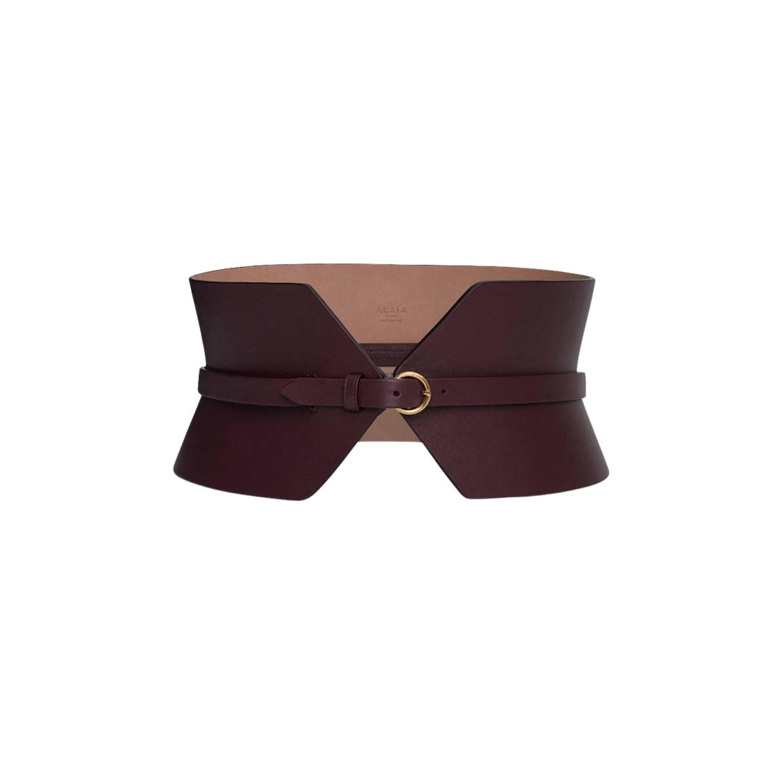 (W) 알라이아 카프스킨 더블 뷔스티에 벨트 가넷 레드((W) Alaia Calfskin Double Bustier Belt Garnet Red)