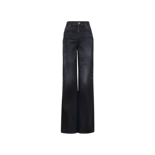 CH25ADP02156075 (W) Chloe High-Rise Wide Leg Jeans in Denim Onyx Black