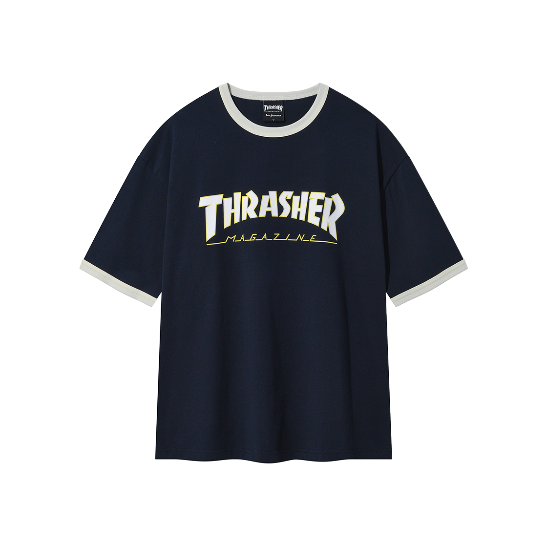 트레셔 매거진 링거 반팔 티셔츠 다크 네이비