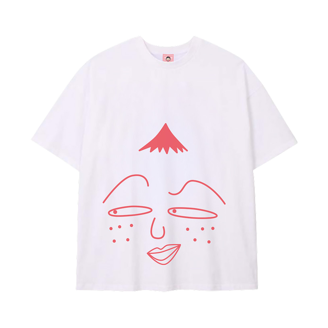 얼렁뚱땅 상점 x 마루코는 아홉살 보보 얼굴 티셔츠 화이트(ULDD x Chibi Maruko-Chan Bo-Chan Face T-Shirt White)