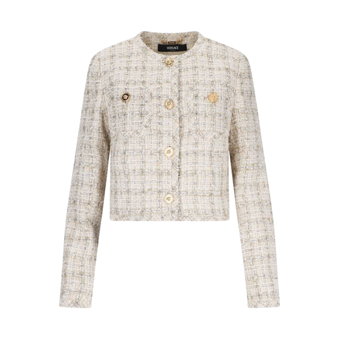 1018944-1A13646-2KN80 (W) Versace Tweed Jacket White Gold