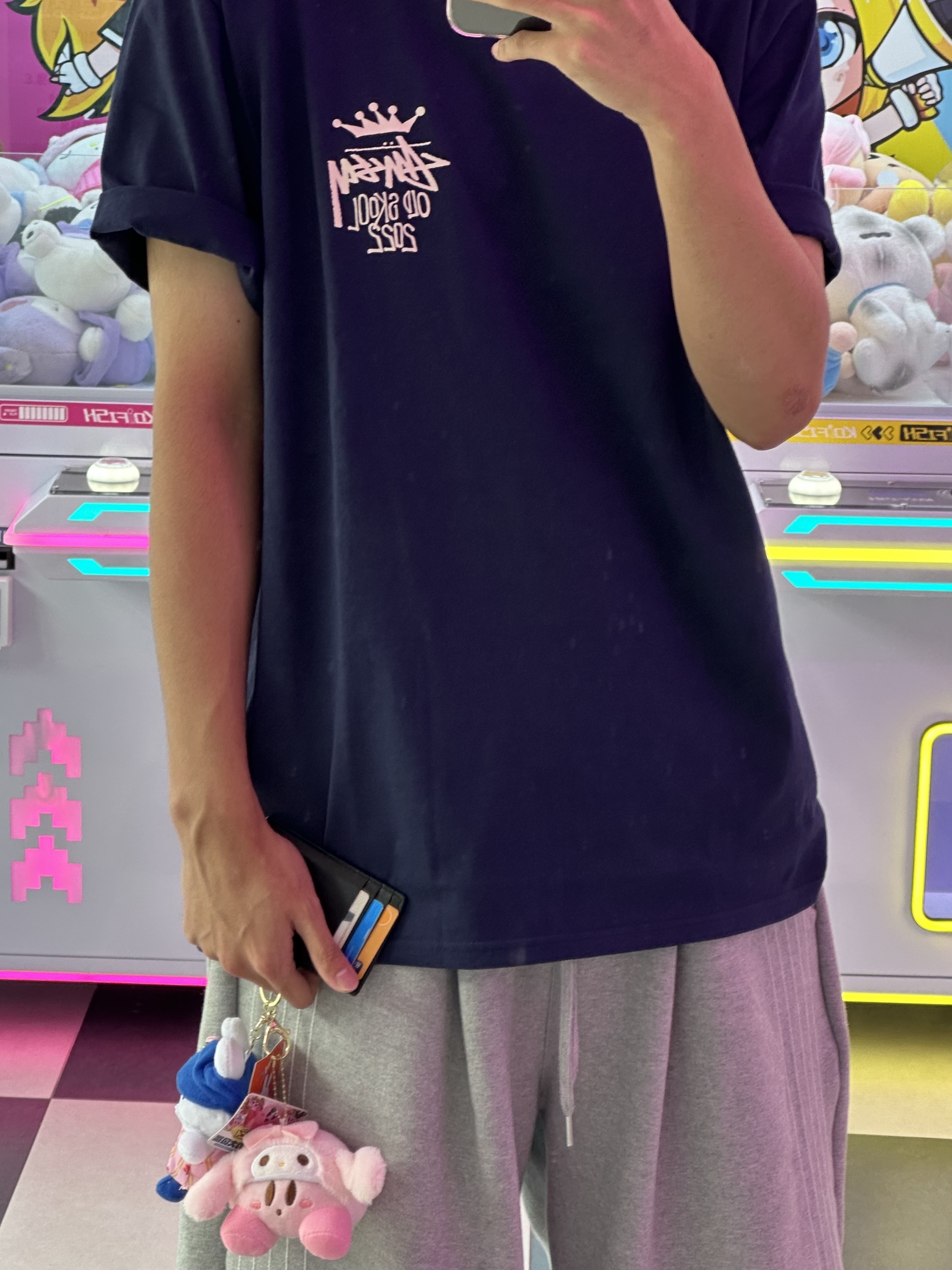 Stussy Old Skool 22 T-Shirt Navy 착용 스타일