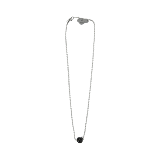 RioAN044-B Riomeu Rondel Quartz Chain Necklace Black