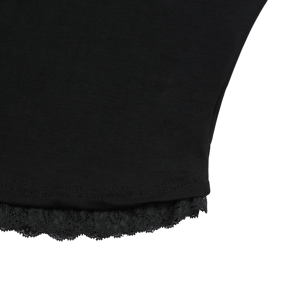 무센트 서니어 레이스 브이넥 반팔 티 블랙(MUCENT Sunnior Lace V-Neck Half T Black) - 4