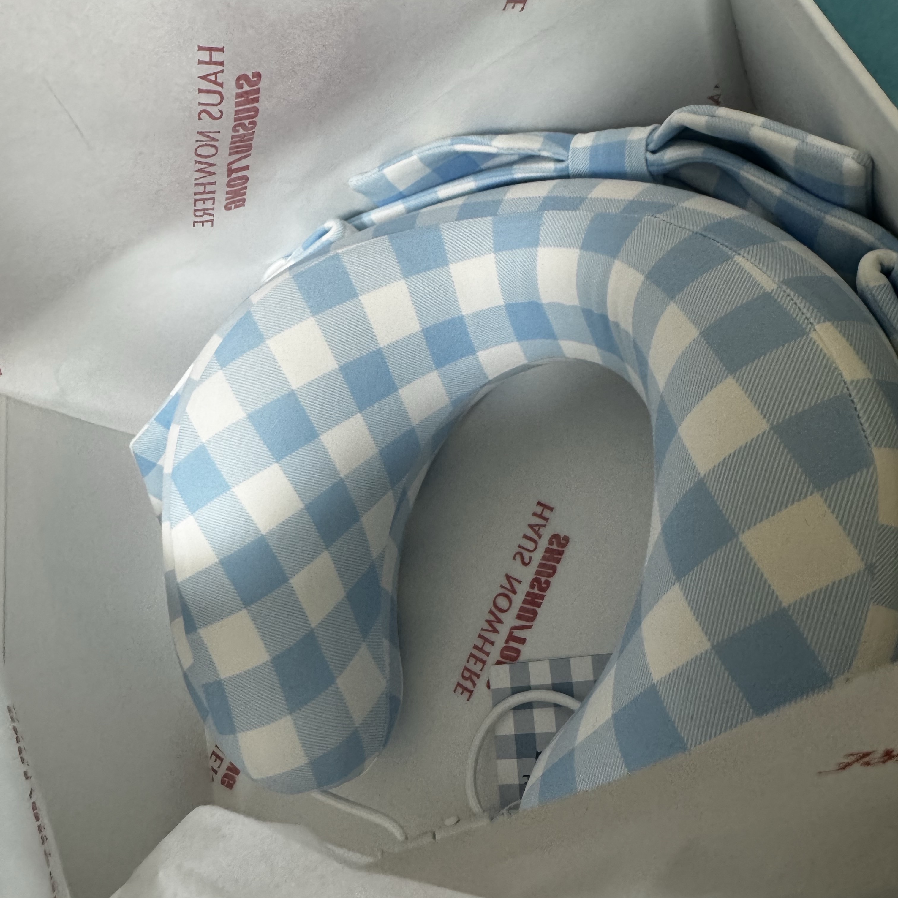 Haus Nowhere x Shushu/Tong Ribbon Neck Pillow 1 Blue Check ์ฐฉ์ฉ ์คํ์ผ - 2