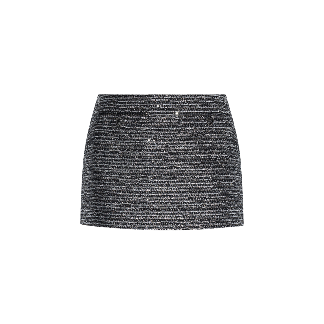 800174-ZAQ9N-1138 (W) Gucci Sequin Mini Skirt in Wool Black Silver