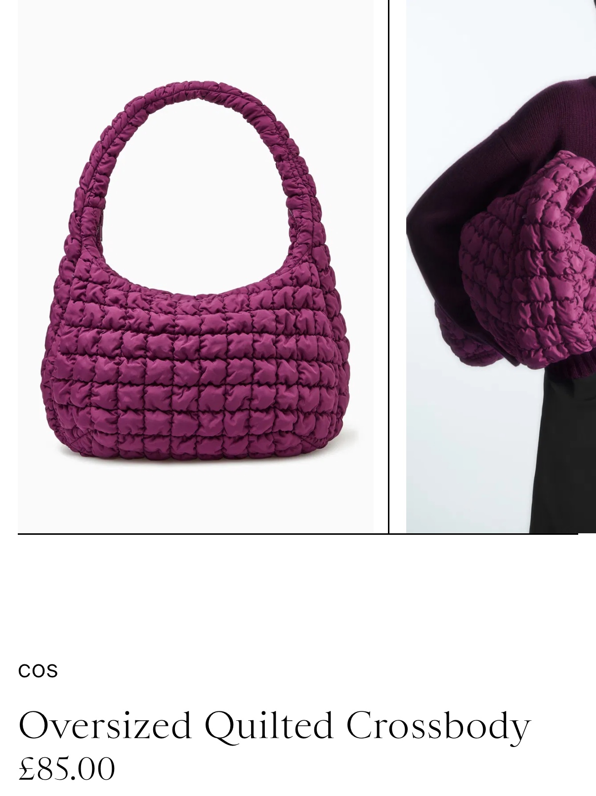 COS Quilted Oversized Shoulder Bag Burgundy 착용 스타일 - 6
