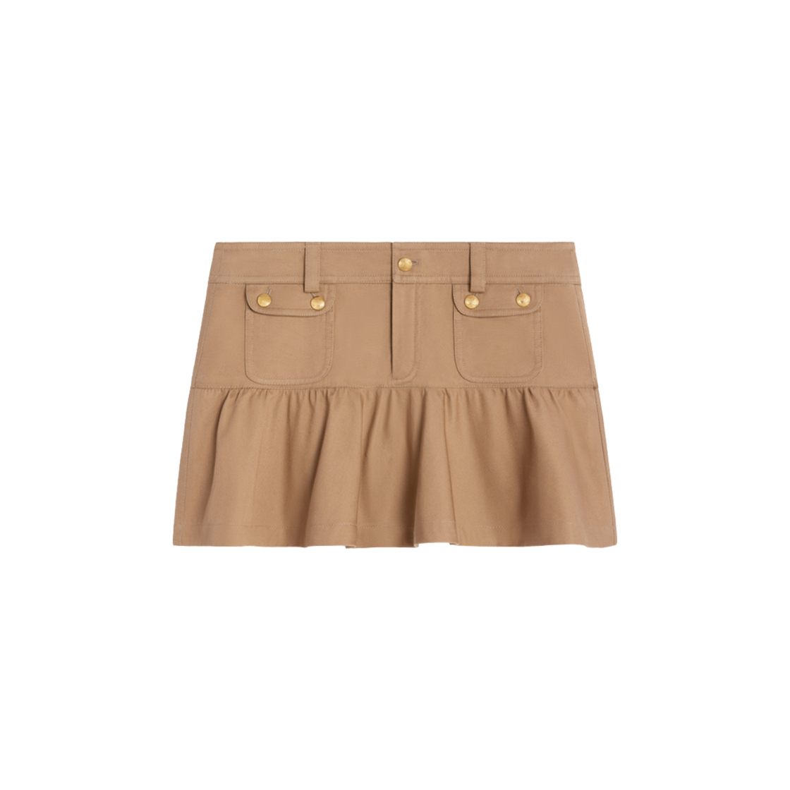 2J722539W-04CA (W) Celine Mini Skirt in Cotton Twill Caramel