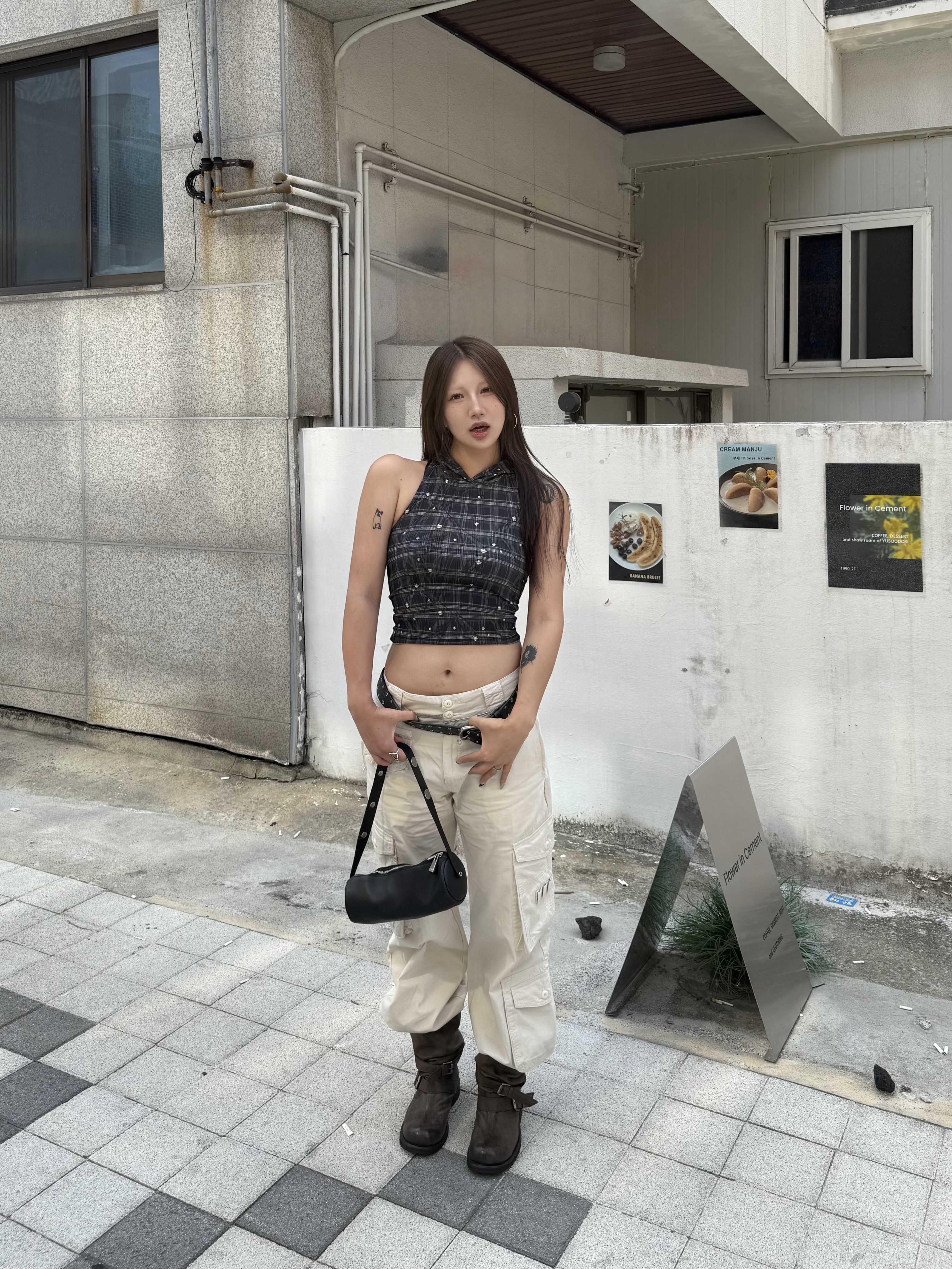 [6% 적립] NegativeThree  Slouchy Long Boots Washed Brown 착용 스타일
