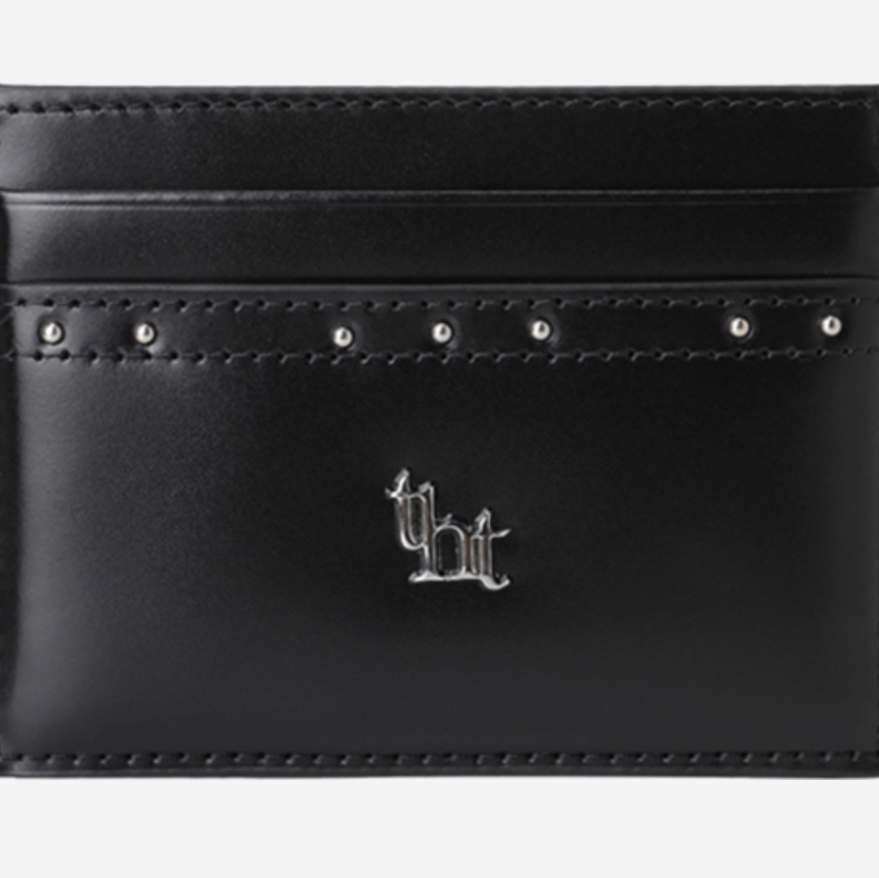(W) Threetimes Classic Stud Card Holder Black 착용 스타일