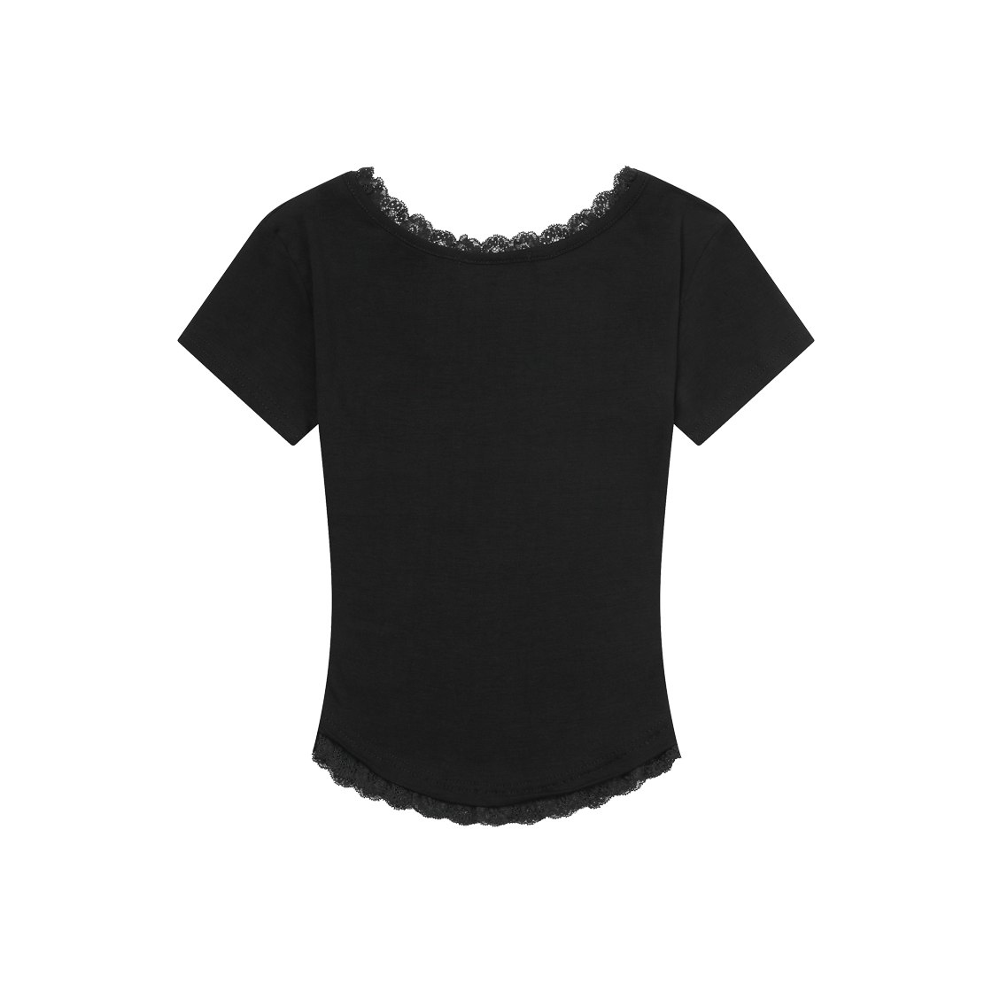 무센트 서니어 레이스 브이넥 반팔 티 블랙(MUCENT Sunnior Lace V-Neck Half T Black) - 2