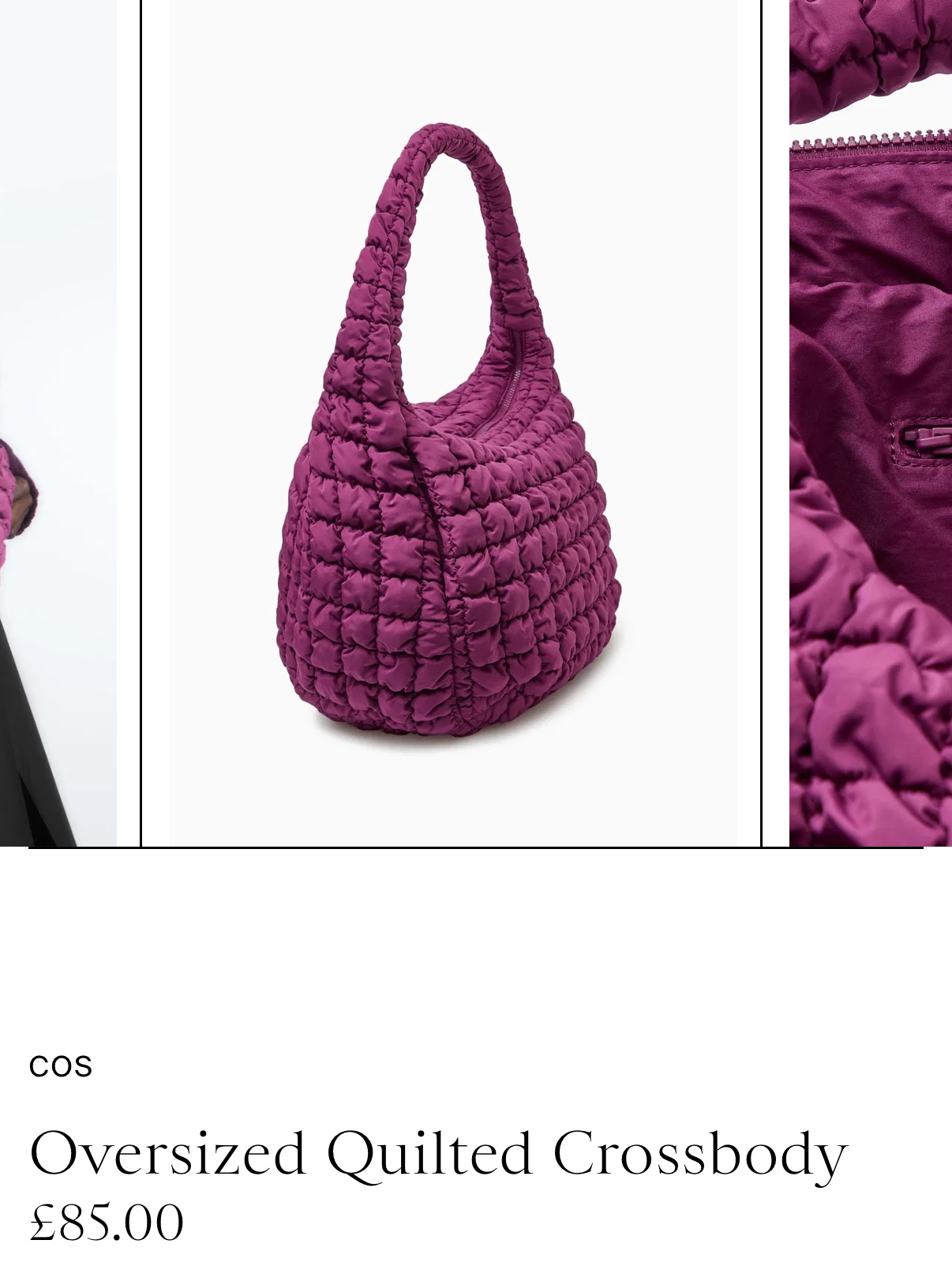 COS Quilted Oversized Shoulder Bag Burgundy 착용 스타일 - 4