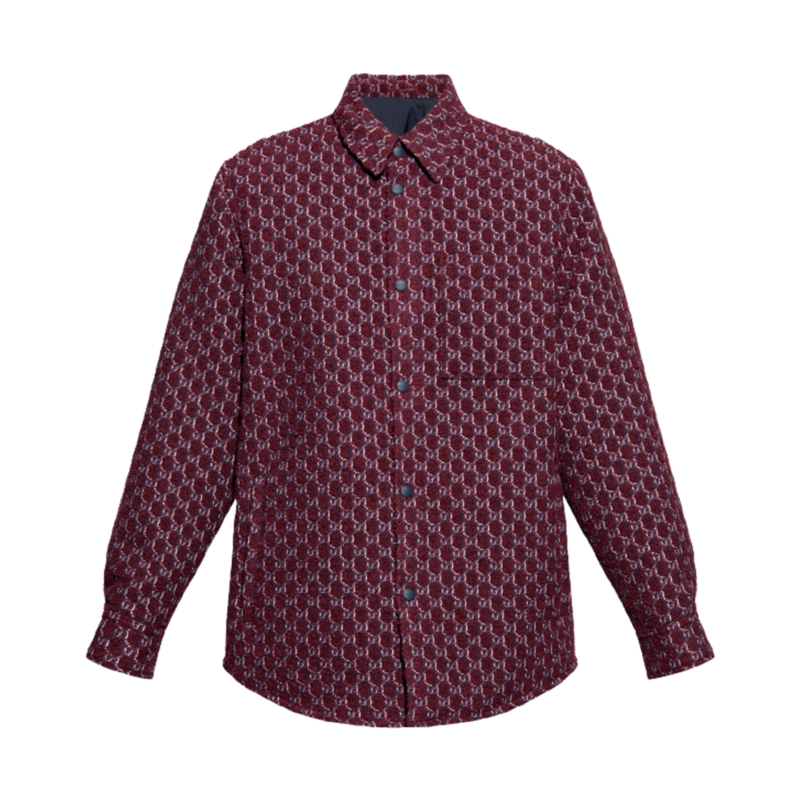 787904-ZAQ5N-6419 Gucci GG Boucle Wool Jacquard Shirt Bordeaux