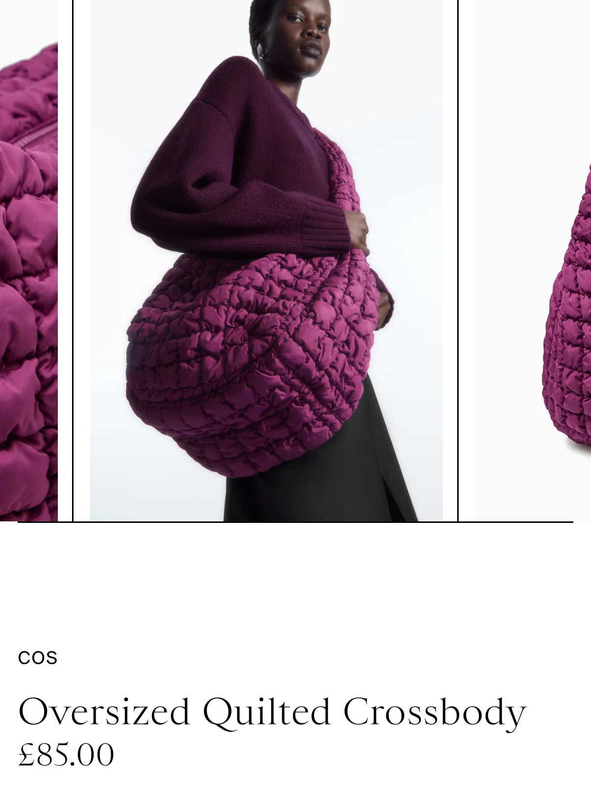 COS Quilted Oversized Shoulder Bag Burgundy 착용 스타일 - 3