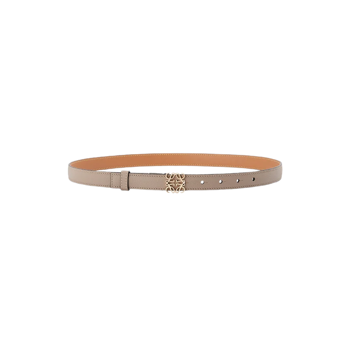 (W) 로에베 페블 그레인 카프스킨 아나그램 벨트 샌드 골드((W) Loewe Anagram Belt in Pebble Grain Calfskin Sand Gold)