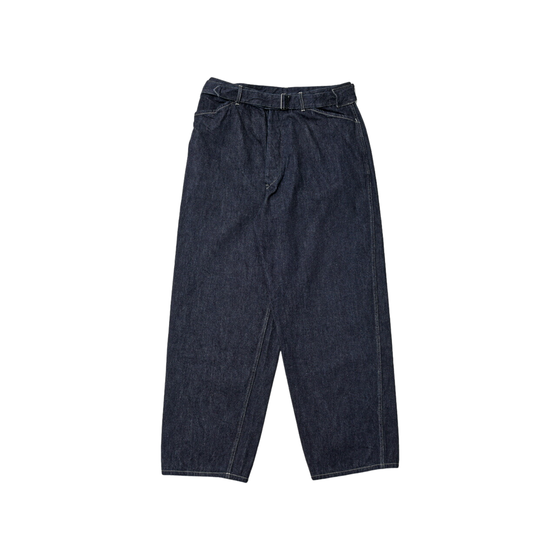 코모리 데님 벨티드 팬츠 네이비 - 24AW(Comoli Denim Belted Pants Navy - 24AW)