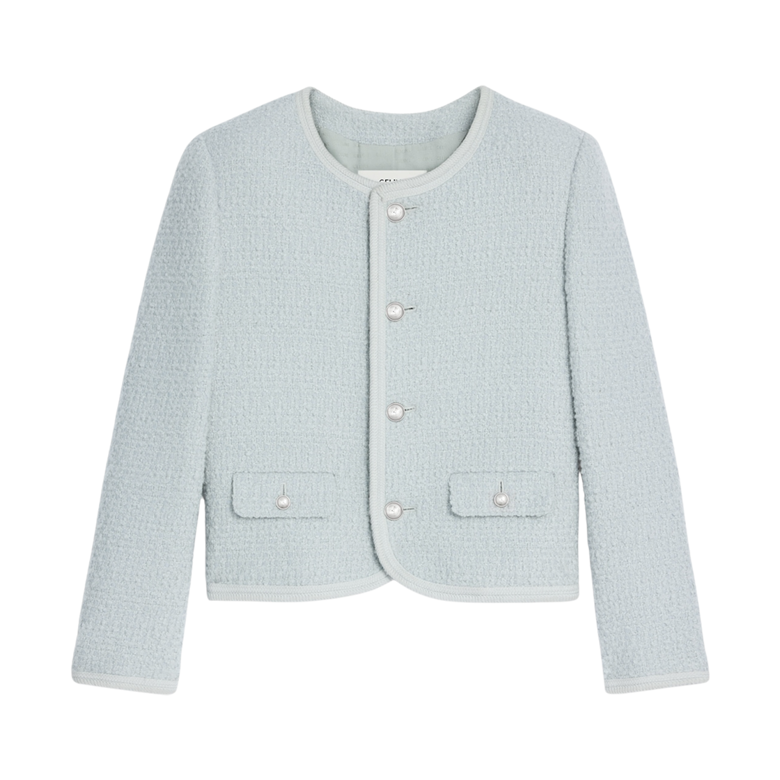 2V17W593V-07IC (W) Celine Chelsea Jacket in Cashmere Natte Ice Blue