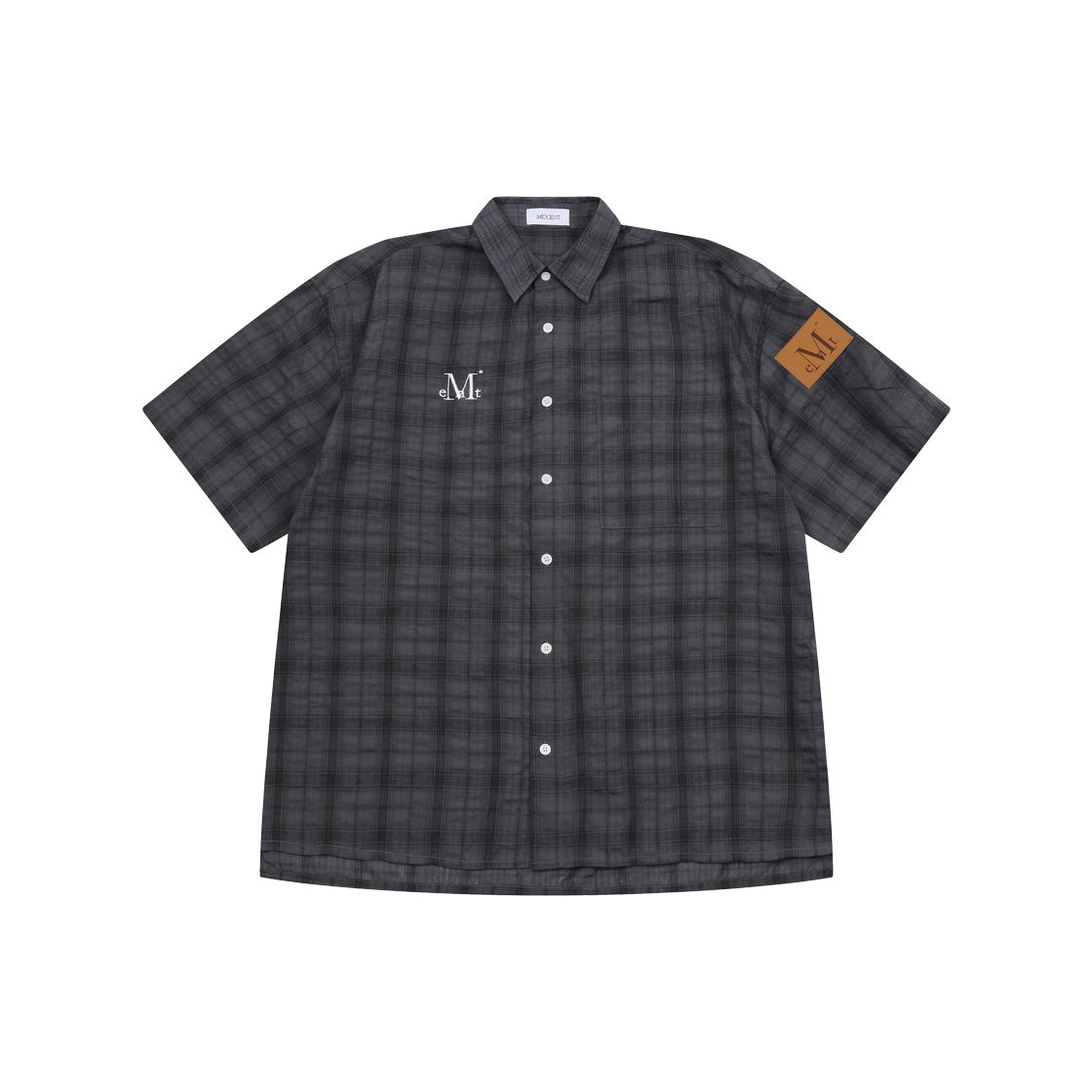 무센트 단트 체크 반팔 셔츠 차콜