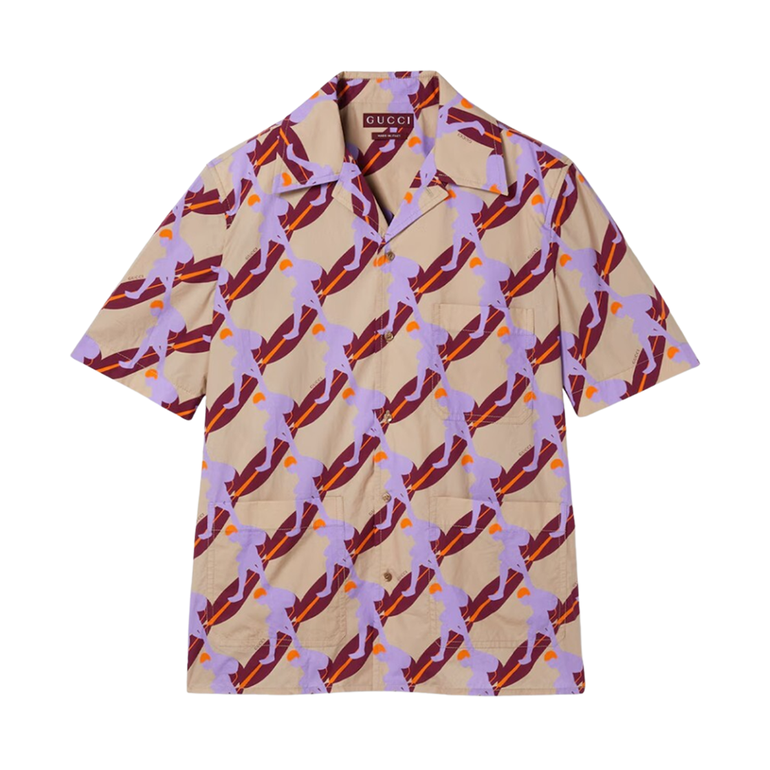 구찌 프린트 라이트 코튼 포플린 셔츠 베이지 멀티컬러(Gucci Printed Light Cotton Poplin Shirt Beige Multicolor)