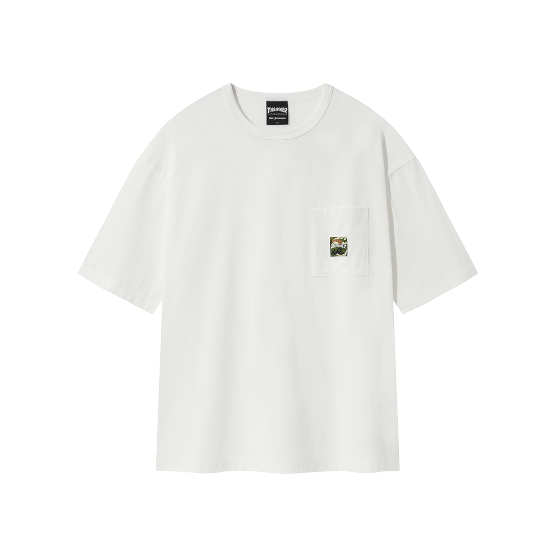 트레셔 매거진 포켓 반팔 티셔츠 화이트
