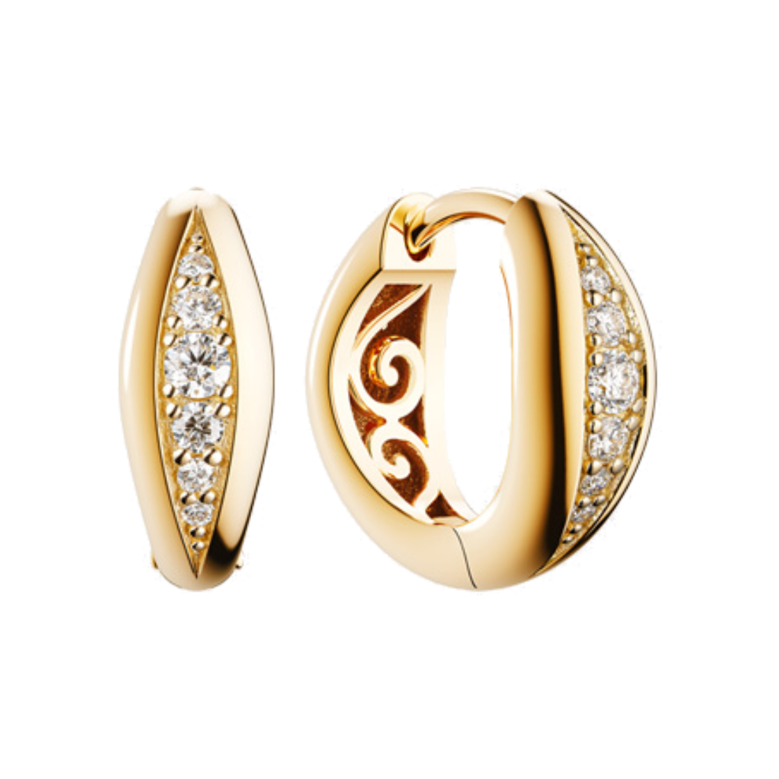 미꼬 플로우 다이아몬드 파베 이어링 옐로우 골드(Miko Flow Diamond Pave Earrings Yellow Gold)