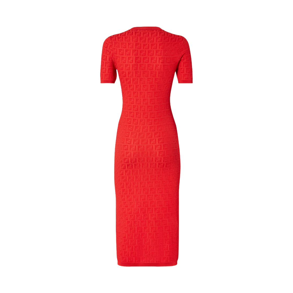 (W) 펜디 FF 코튼 비스코스 드레스 레드((W) Fendi FF Cotton and Viscose Dress Red) - 2