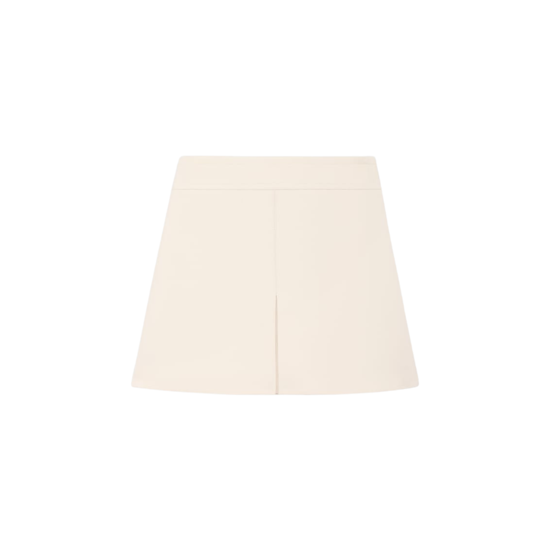 (W) 셀린느 울 실크 개버딘 트라페즈 미니 스커트 크렘((W) Celine Trapeze Mini Skirt in Wool Silk Gabardine Creme)