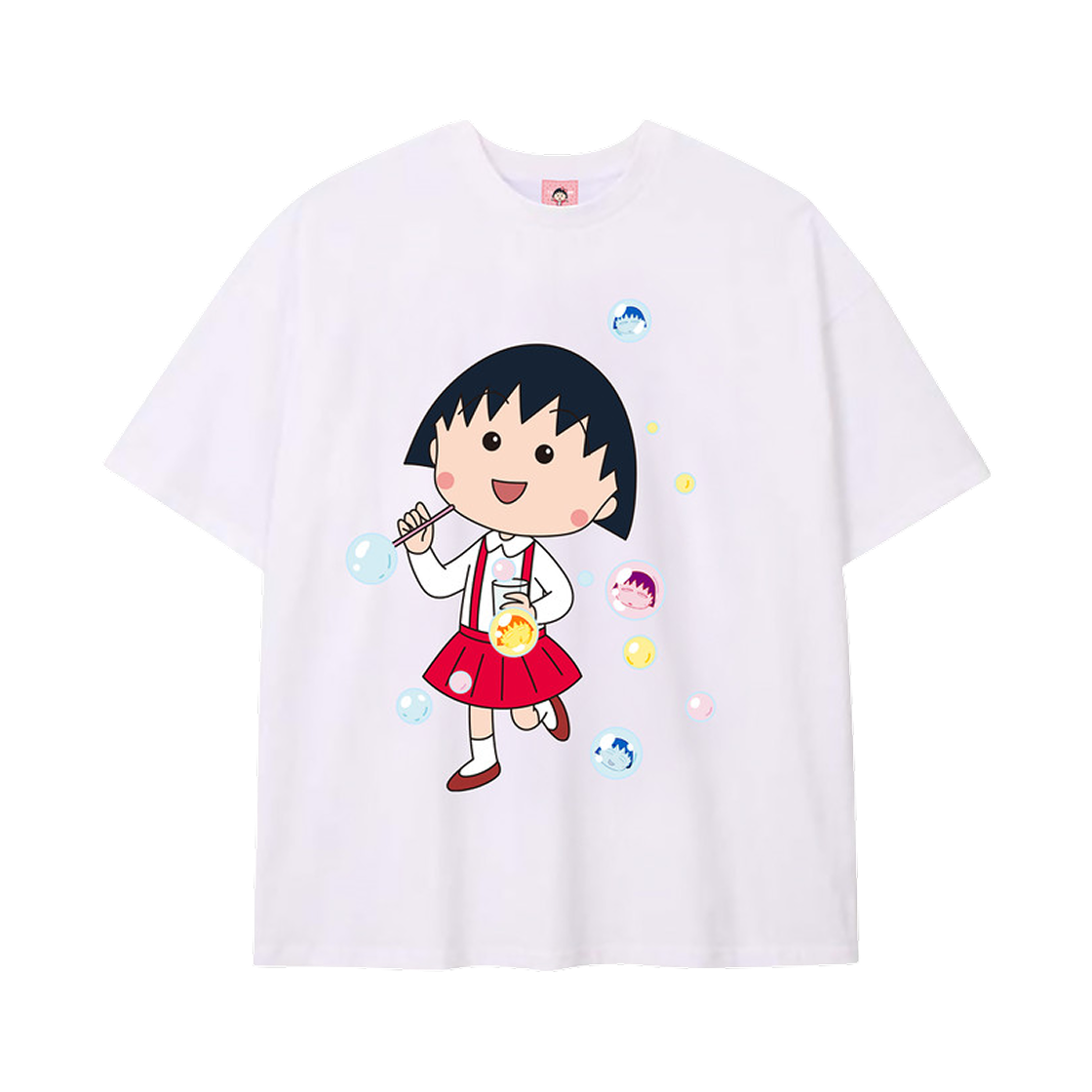 얼렁뚱땅 상점 x 마루코는 아홉살 버블 버블 마루코 티셔츠 화이트(ULDD x Chibi Maruko-Chan Bubble Bubble Maruko T-Shirt White)