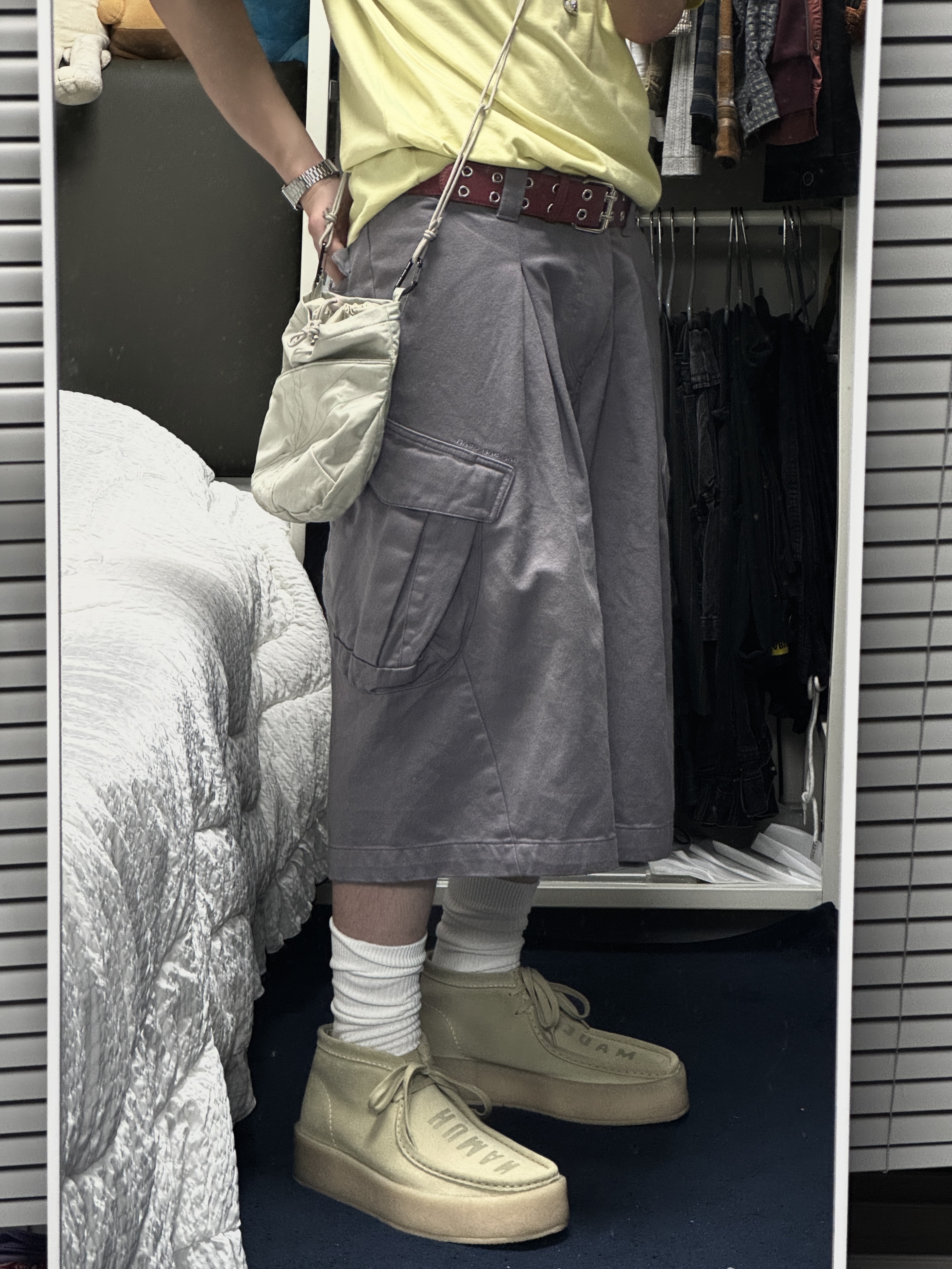 BOSE QC Triple Black (Korean Ver.), Sansan Gear Capri Pants Purple Grey - 25SS 착용 스타일 - 4