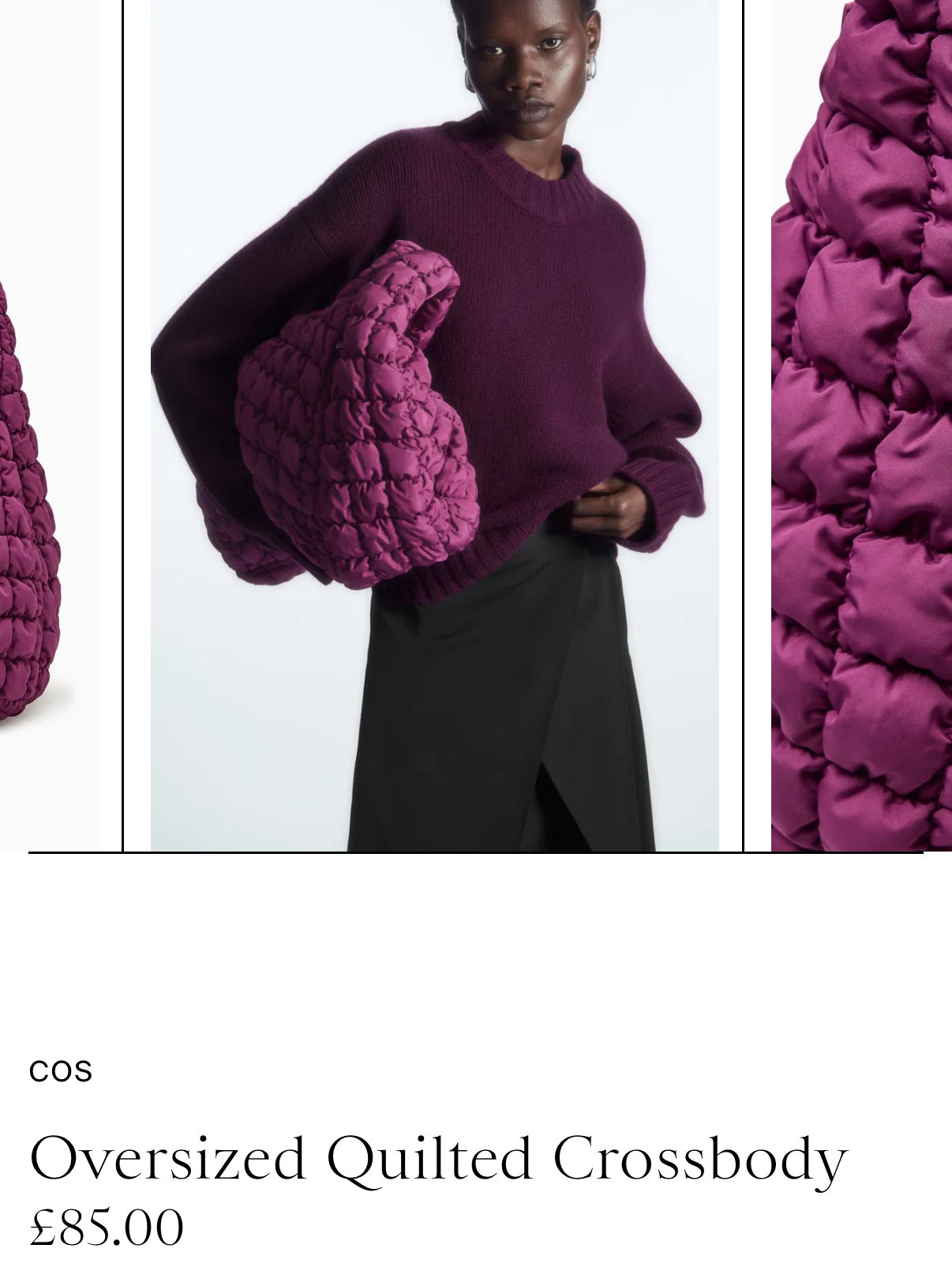 COS Quilted Oversized Shoulder Bag Burgundy 착용 스타일 - 1