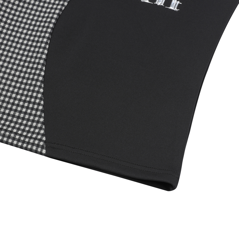 무센트 가우스 셋업 메탈 로고 체크 배색 슬리브리스 나시 블랙(MUCENT Gauss Set Up Metal Logo Check Sleeveless Black) - 4