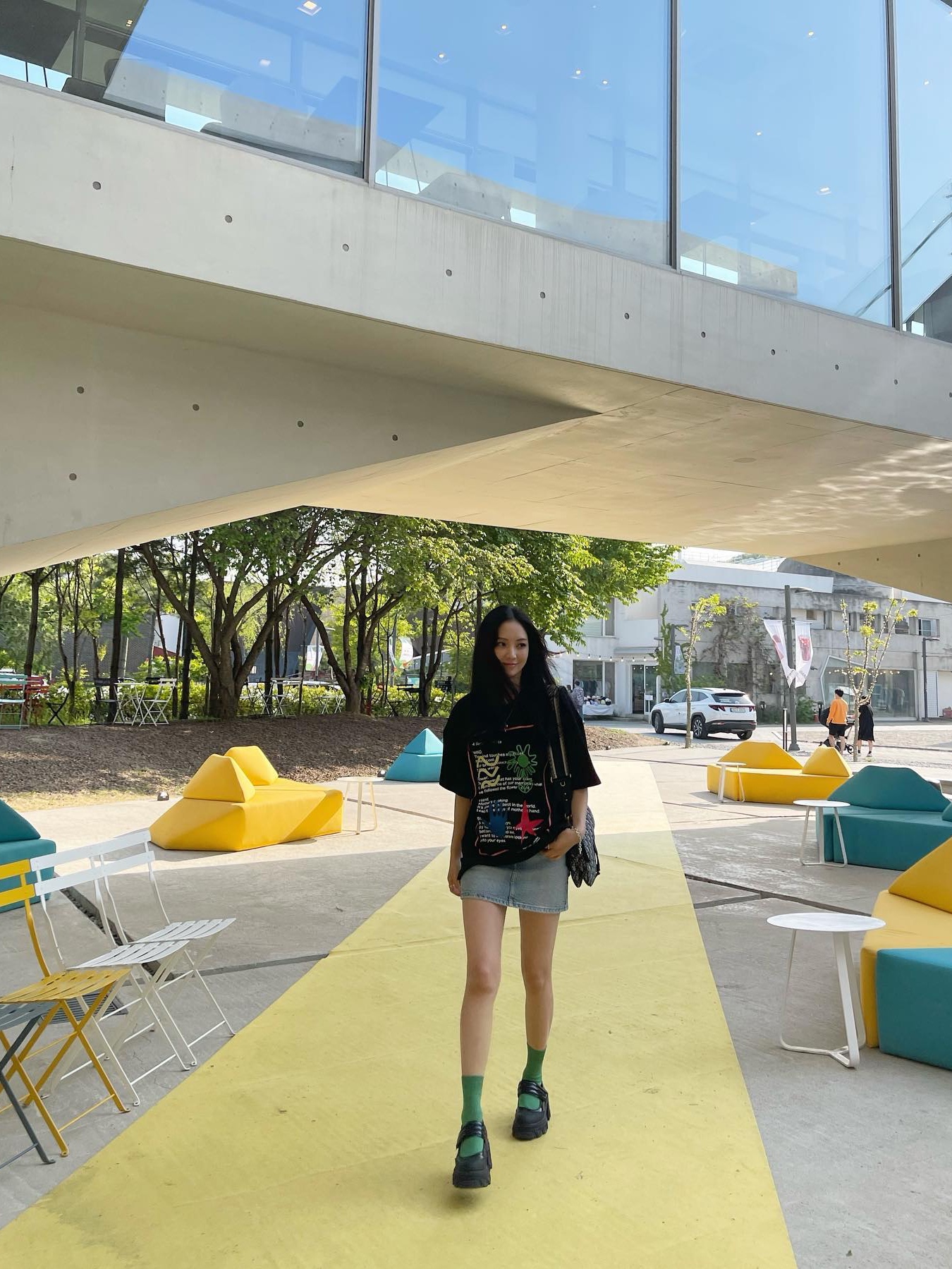 Don't Ask My Plan 4 Sense Oversized Tee - Black 착용 스타일 - 4
