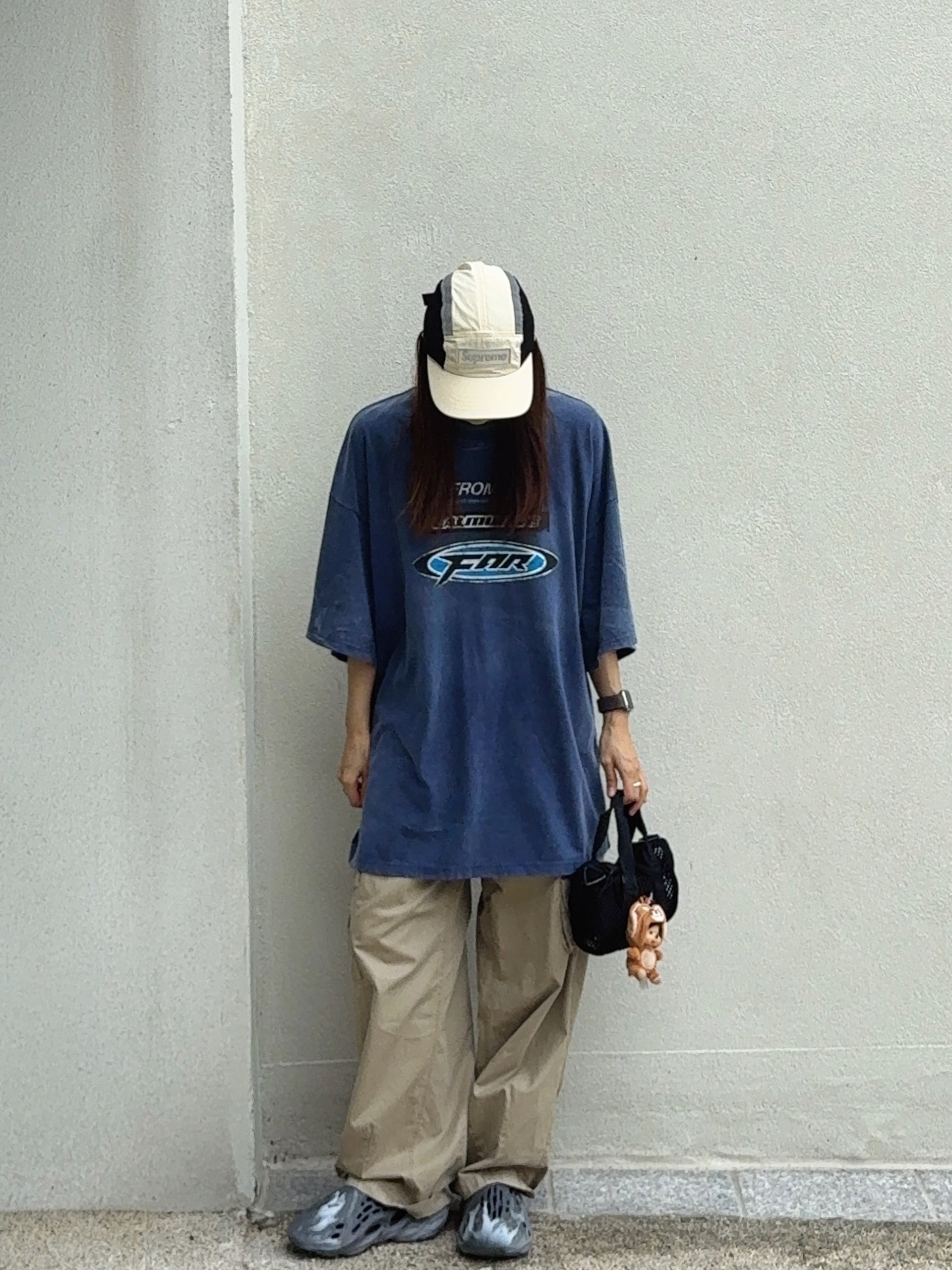 [더블적립]Farfromwhat Far Washed Logo T-Shirts Navy, Supreme Mesh Mini Duffle Bag Black - 25SS 착용 스타일 - 2
