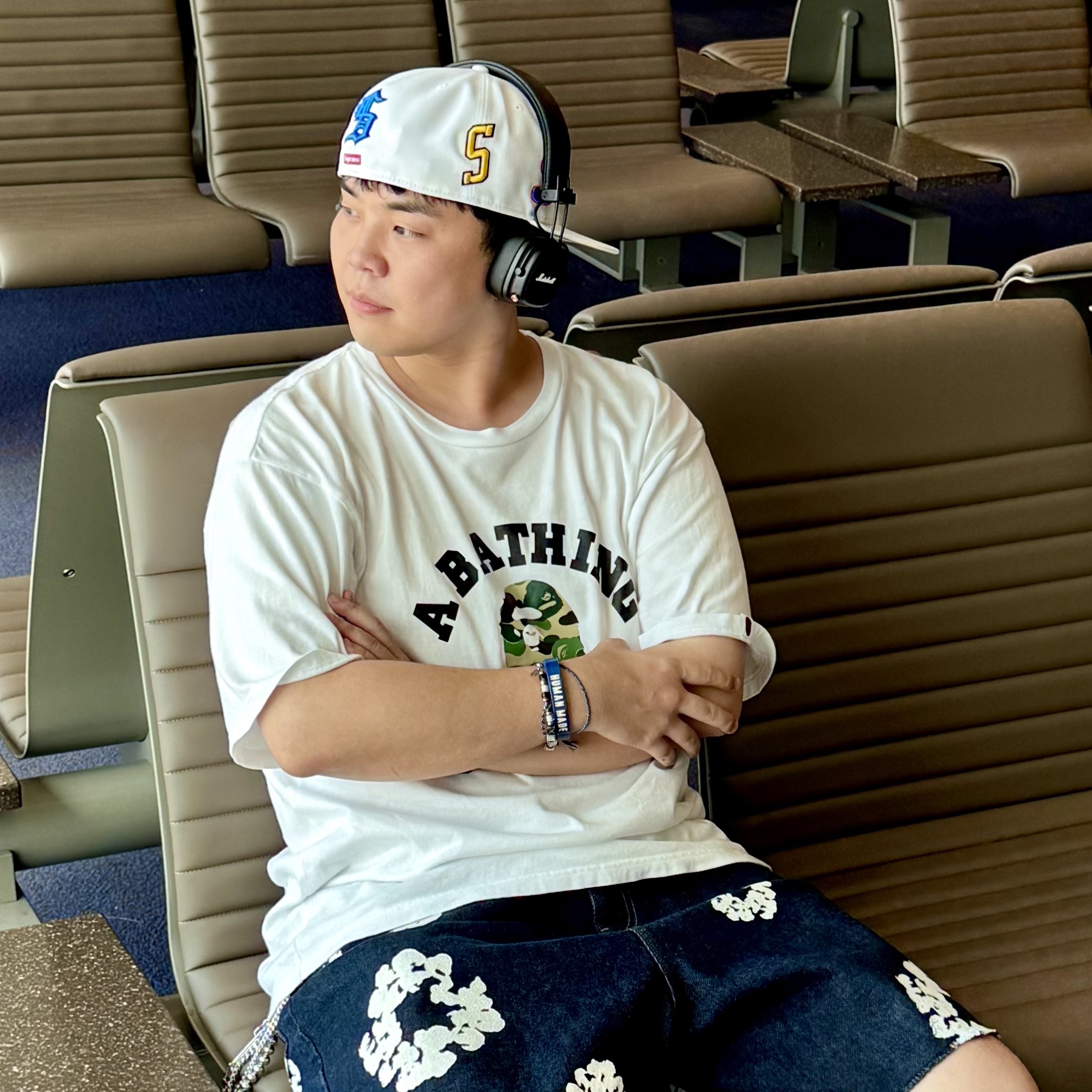 Supreme Multi S Logo New Era White - 25SS, BAPE ABC Camo College T-Shirt White Green 착용 스타일 - 1