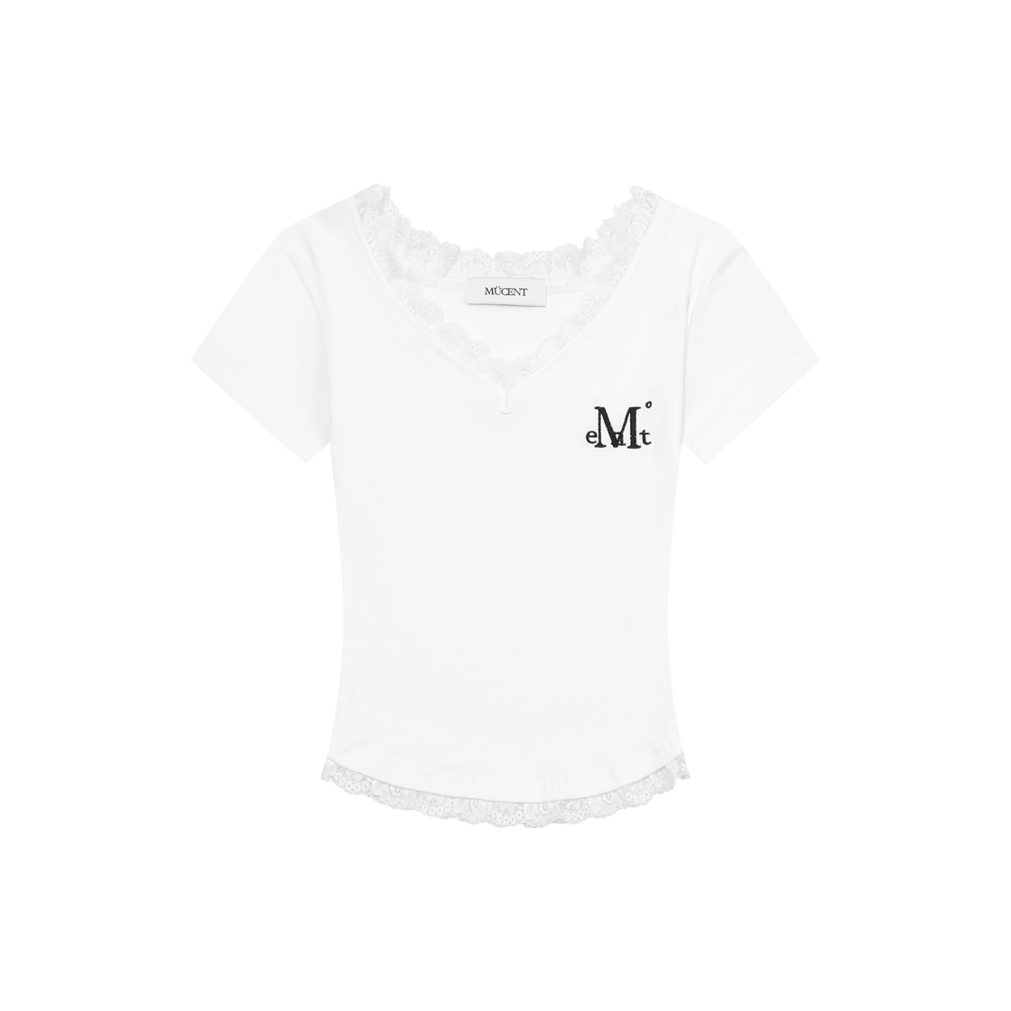 P0000BBI MUCENT Sunnior Lace V-Neck Half T Ivory