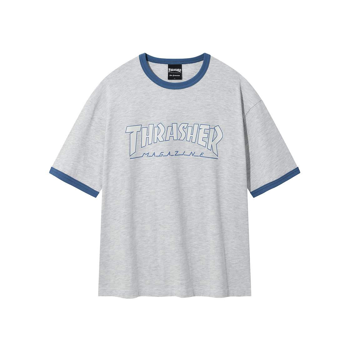 트레셔 매거진 링거 반팔 티셔츠 라이트 그레이