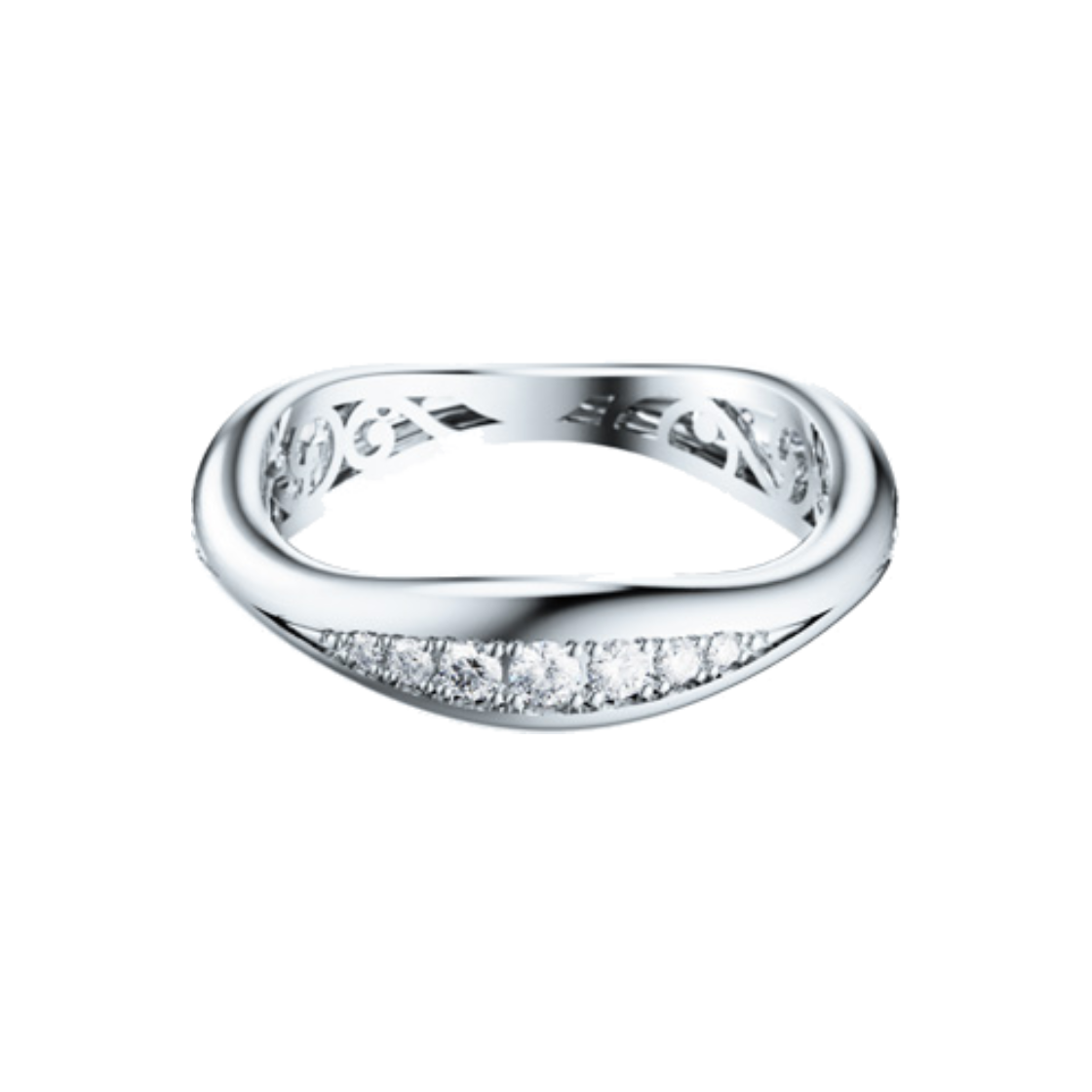 HDMI0623R(D) Miko Flow M Diamond Pave Ring White Gold