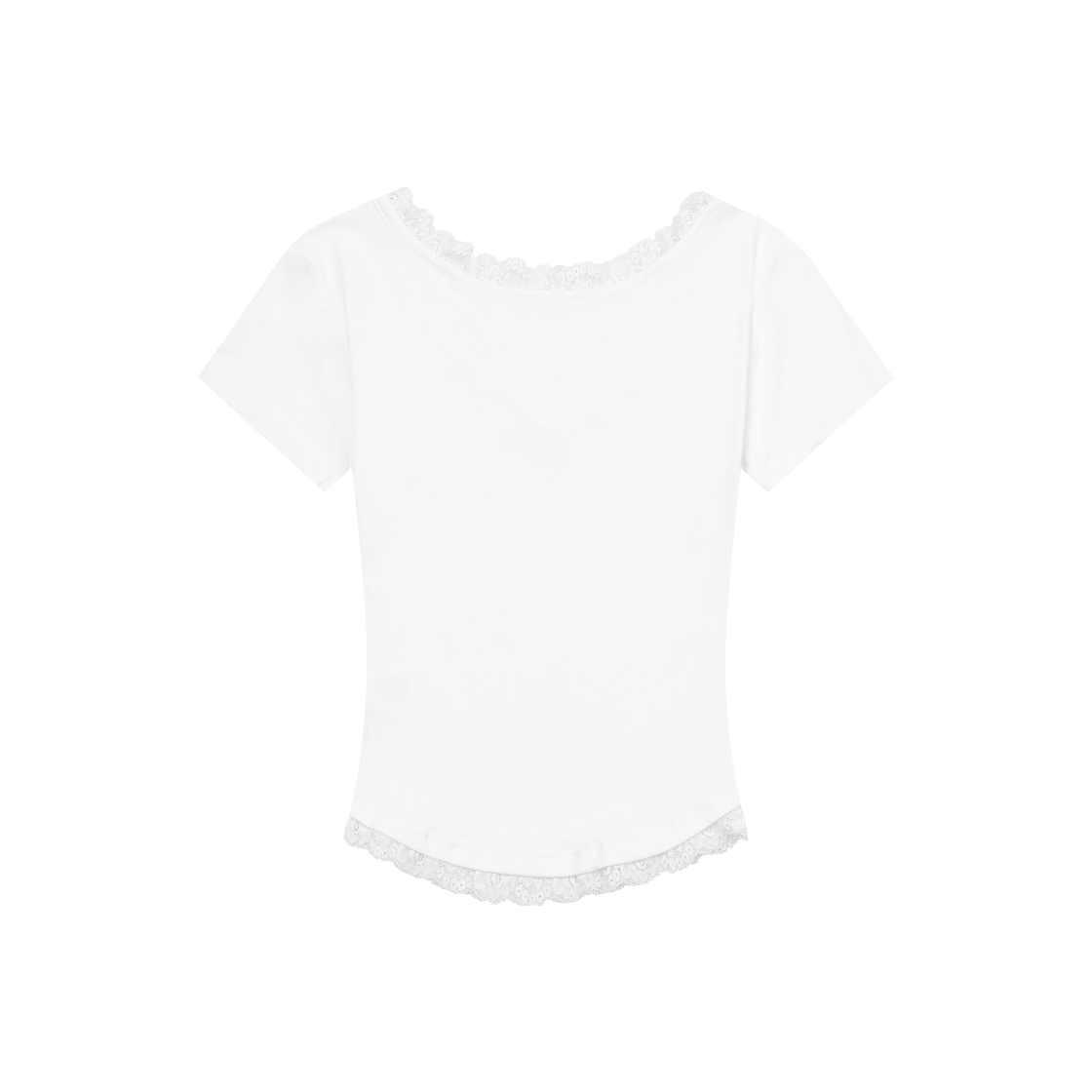 무센트 서니어 레이스 브이넥 반팔 티 아이보리(MUCENT Sunnior Lace V-Neck Half T Ivory) - 2