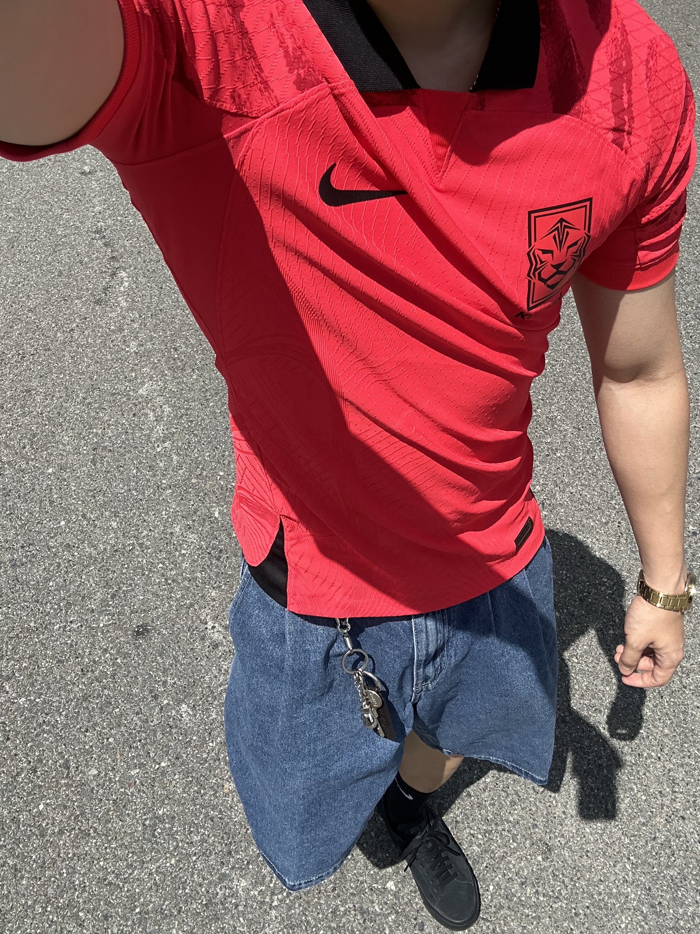 Nike Korea 2022/23 Dri-Fit ADV Player Issue Home SS Jersey Global Red - Asia (Non Marking Ver.) 착용 스타일 - 2