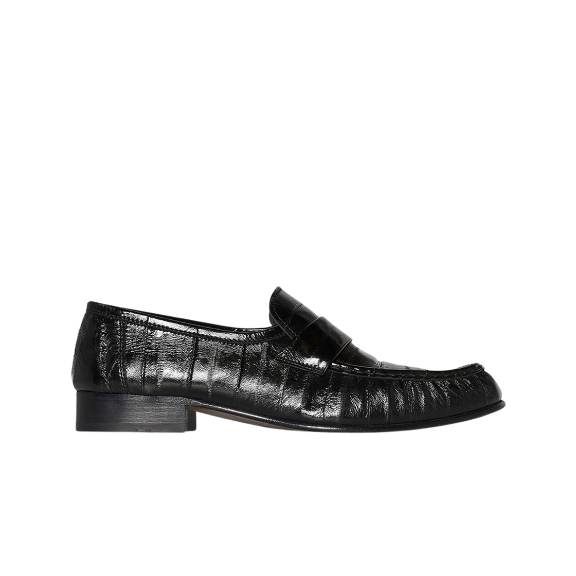 (W) 더 로우 소프트 일스킨 로퍼 블랙((W) The Row Soft Loafer in Eel Skin Black)